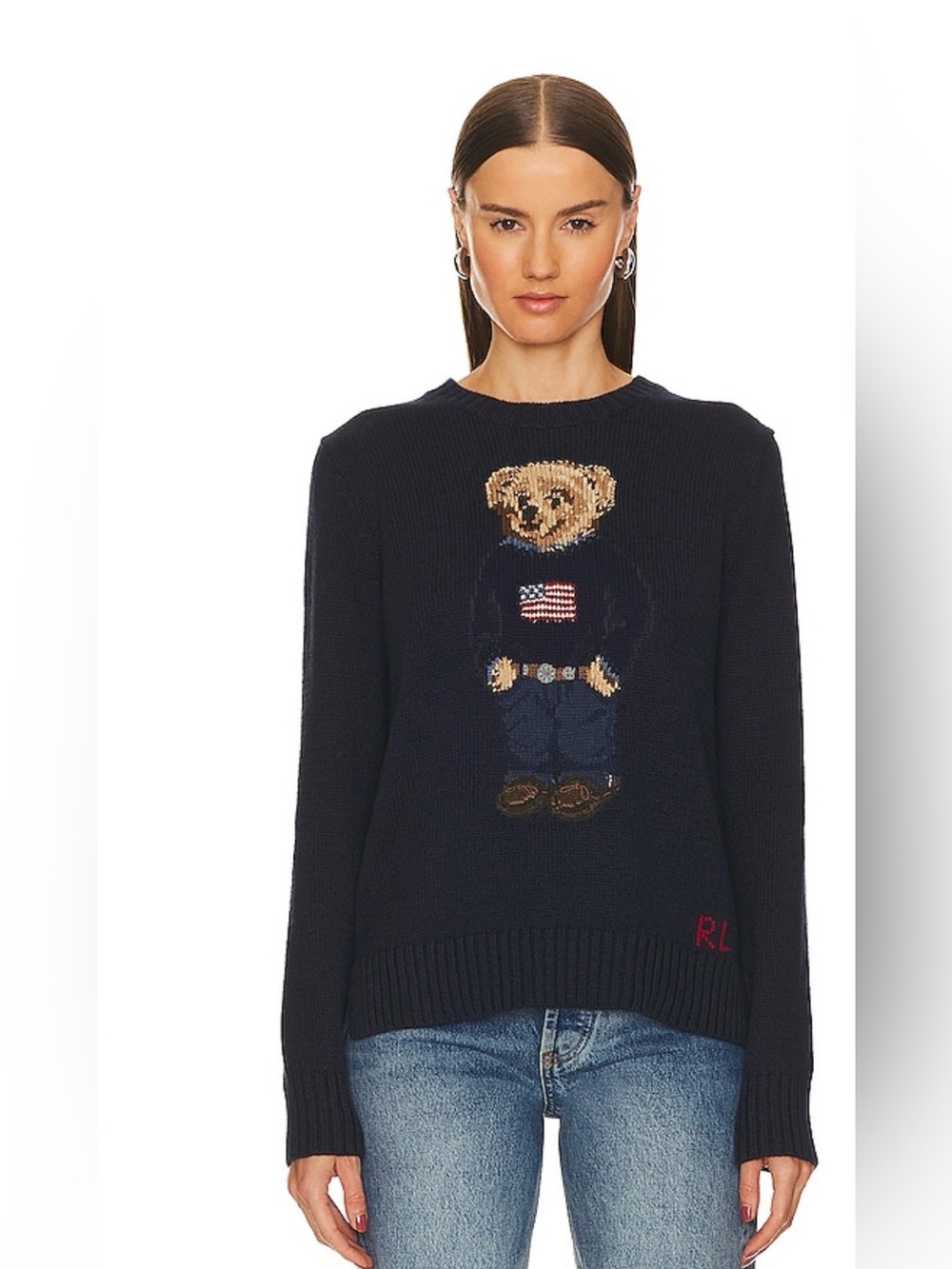 Ralph Lauren Polo Bear Linen Cotton Crewneck Sweatshirt,Large,EUC